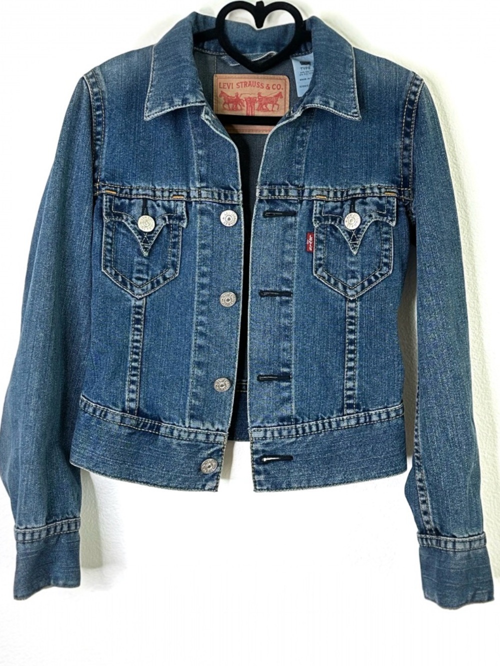 Levi's Blue Vintage Iconic Cropped Denim / Jean Trucker Jacket Size XS
